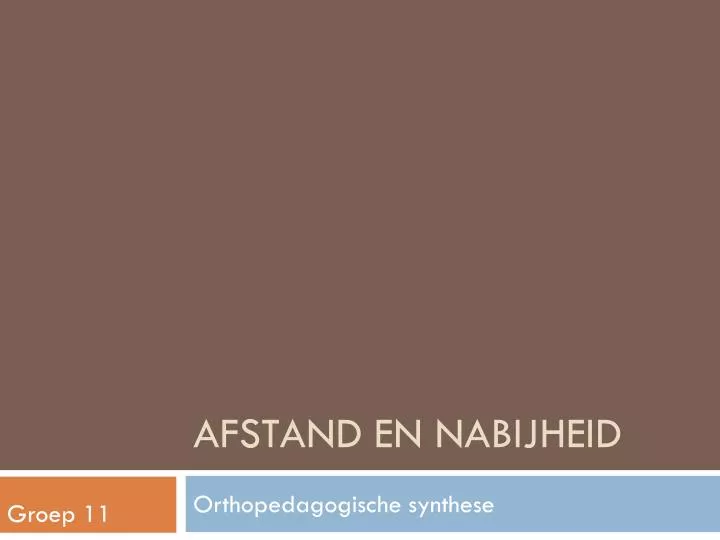 afstand en nabijheid