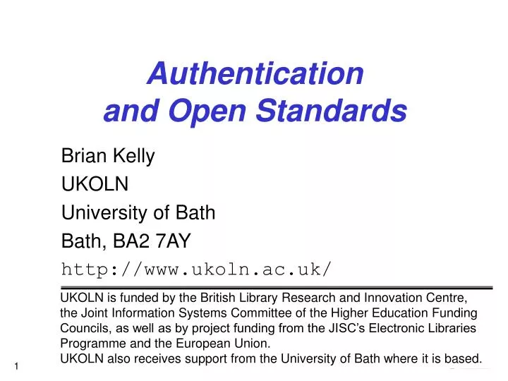 authentication and open standards