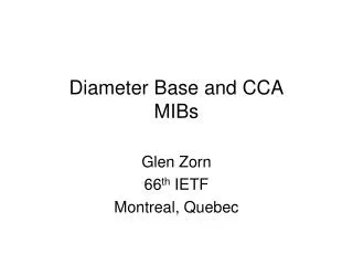 Diameter Base and CCA MIBs