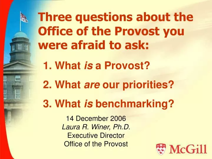 three questions about the office of the provost you were afraid to ask