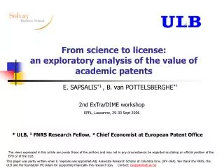 From science to license: an exploratory analysis of the value of academic patents