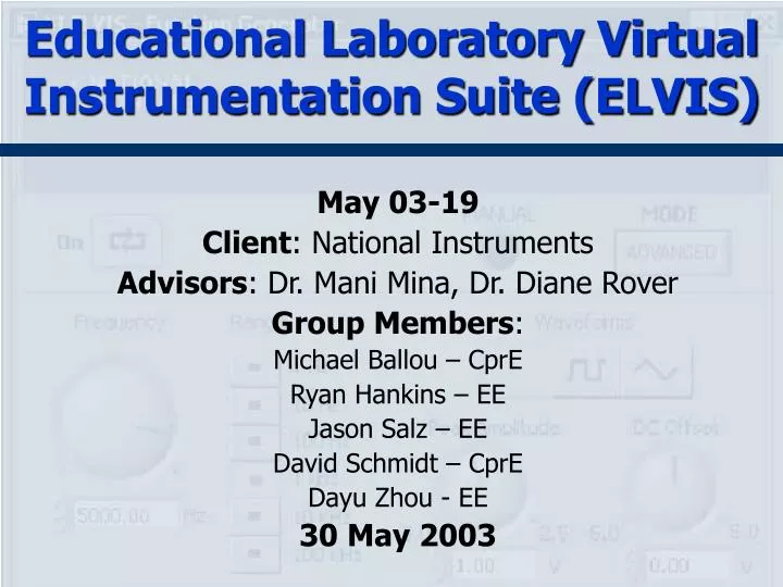 educational laboratory virtual instrumentation suite elvis