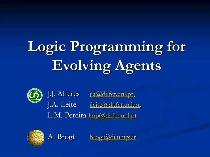 logic programming for evolving agents