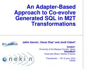 An Adapter-Based Approach to Co-evolve Generated SQL in M2T Transformations