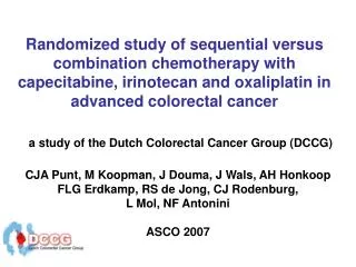 a study of the Dutch Colorectal Cancer Group (DCCG)