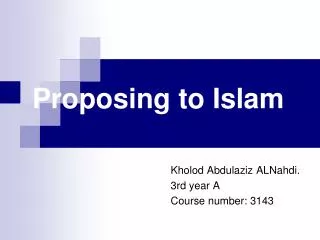 Proposing to Islam