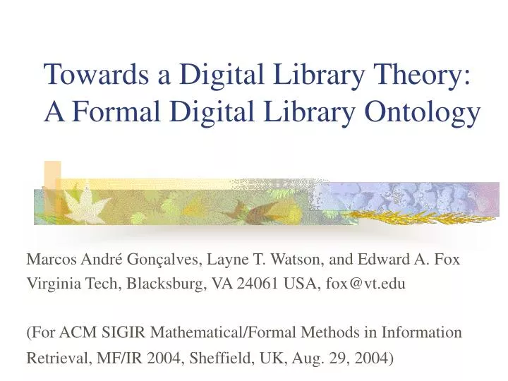 towards a digital library theory a formal digital library ontology