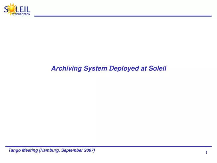 archiving system deployed at soleil