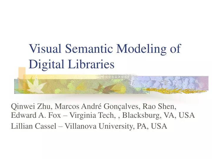 visual semantic modeling of digital libraries