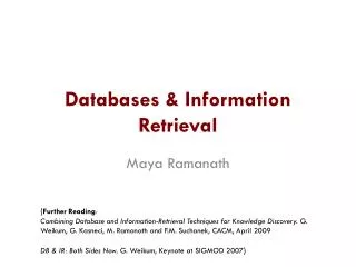 Databases &amp; Information Retrieval