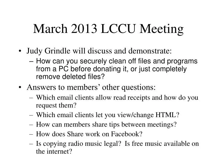 march 2013 lccu meeting
