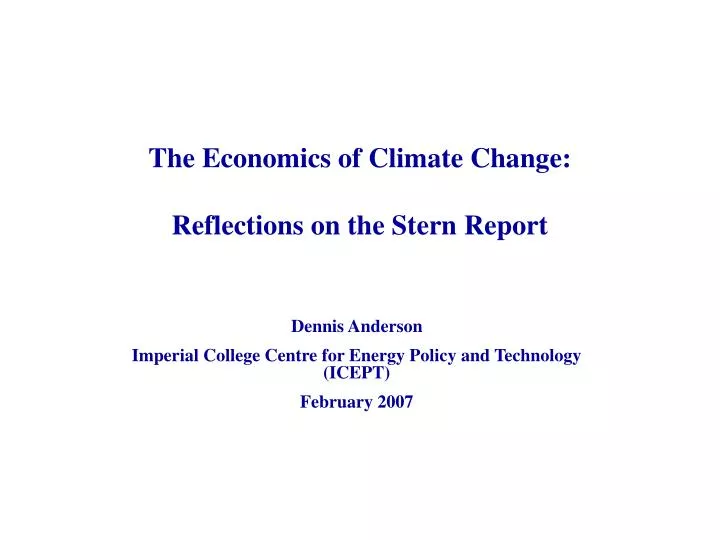 the economics of climate change reflections on the stern report