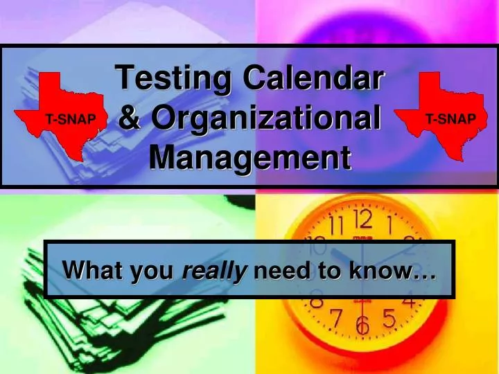 testing calendar organizational management