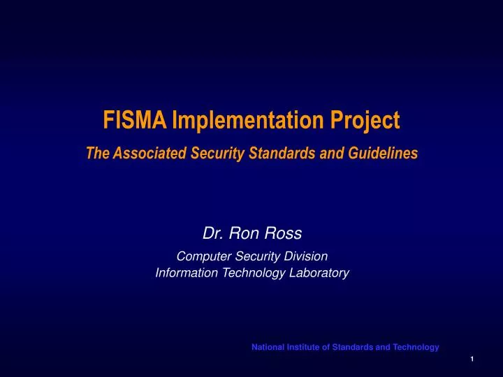 fisma implementation project the associated security standards and guidelines
