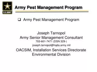 Army Pest Management Program
