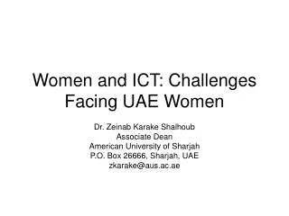 Women and ICT: Challenges Facing UAE Women