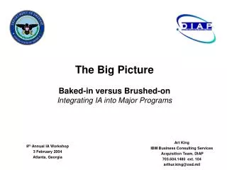 The Big Picture Baked-in versus Brushed-on Integrating IA into Major Programs
