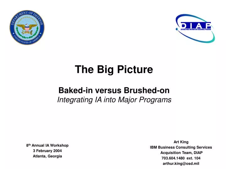 the big picture baked in versus brushed on integrating ia into major programs