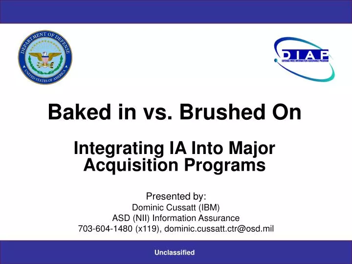 baked in vs brushed on integrating ia into major acquisition programs