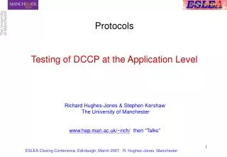 Protocols Testing of DCCP at the Application Level