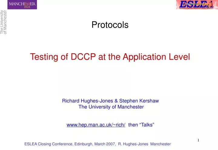 protocols testing of dccp at the application level
