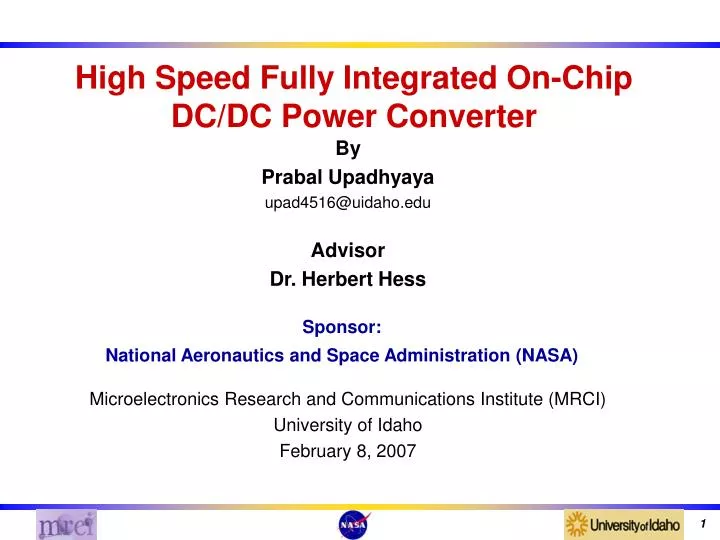 high speed fully integrated on chip dc dc power converter