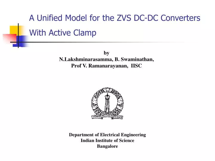a unified model for the zvs dc dc converters with active clamp