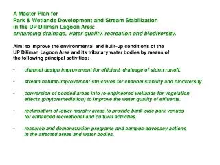 A Master Plan for Park &amp; Wetlands Development and Stream Stabilization