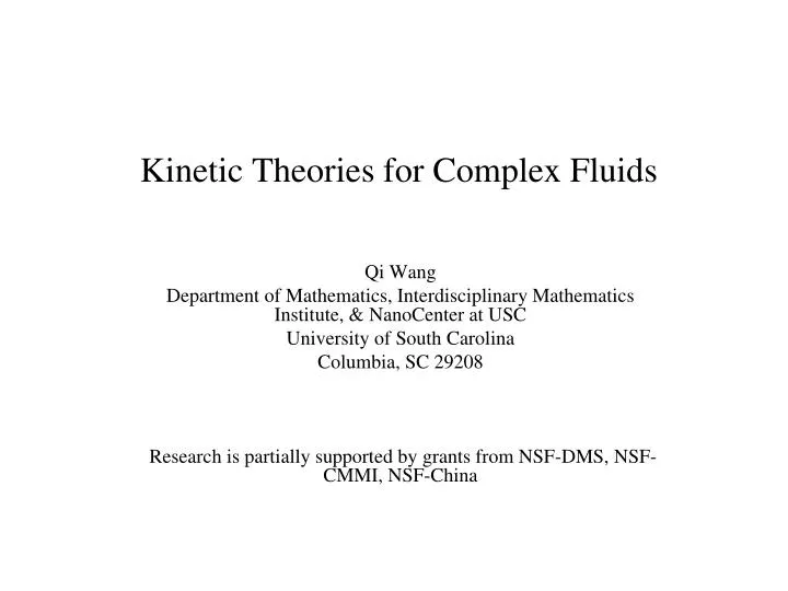 kinetic theories for complex fluids