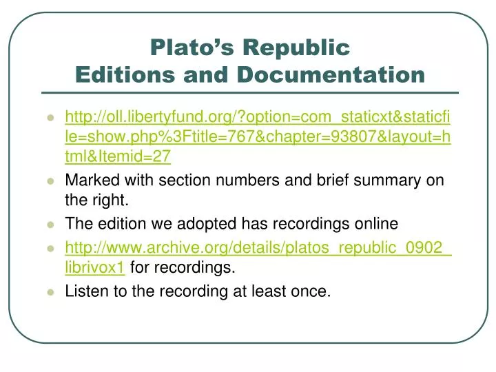 plato s republic editions and documentation