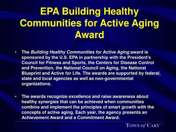 epa building healthy communities for active aging award