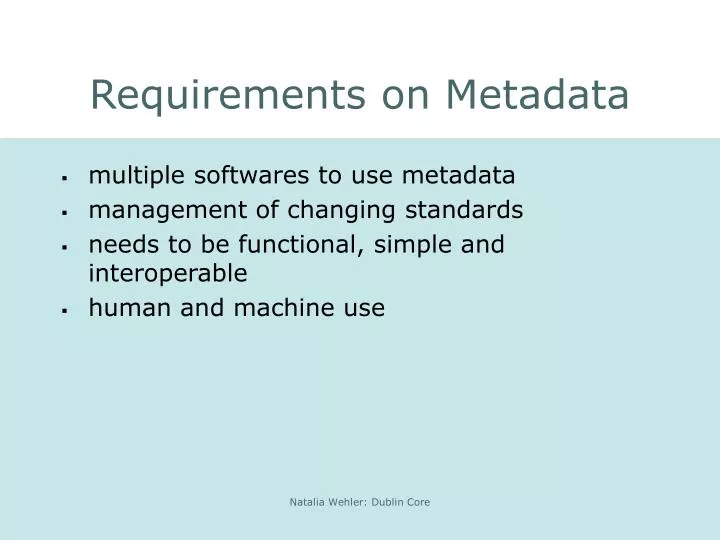requirements on metadata