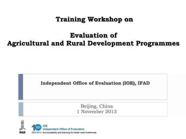 training workshop on evaluation of agricultural and rural development programmes