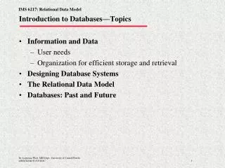 introduction to databases topics