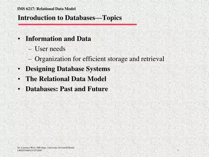 introduction to databases topics