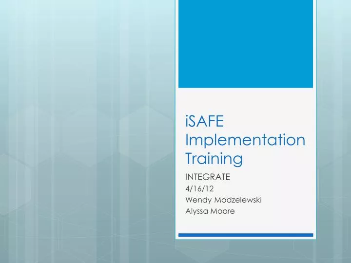 isafe implementation training