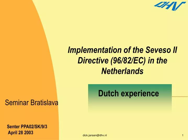 implementation of the seveso ii directive 96 82 ec in the netherlands