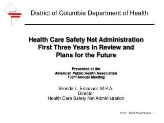 district of columbia department of health