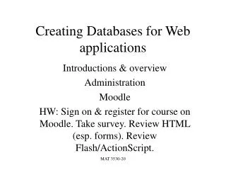 Creating Databases for Web applications