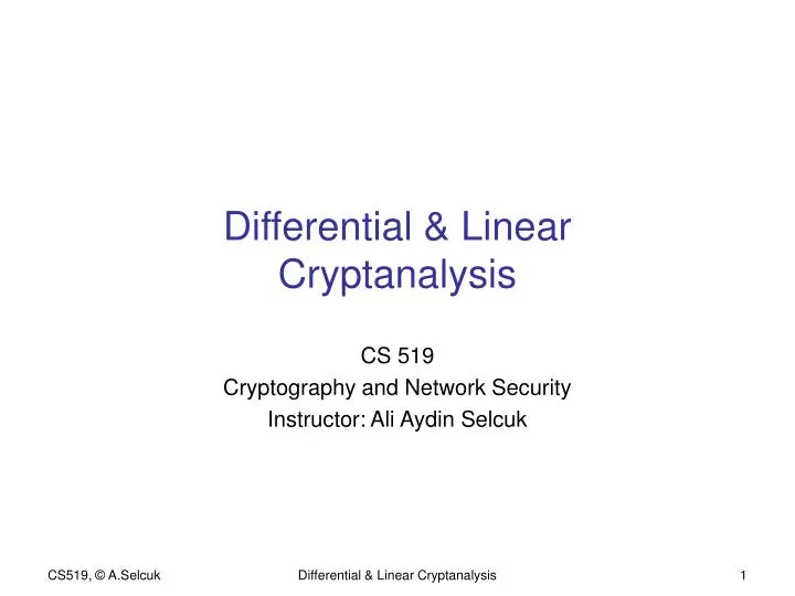 differential linear cryptanalysis