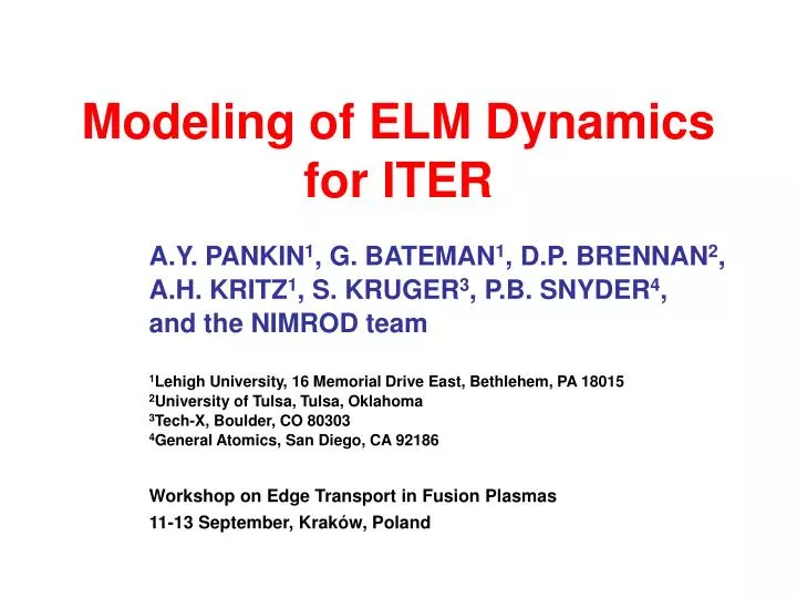 modeling of elm dynamics for iter