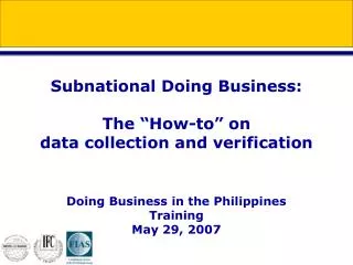 Doing Business in the Philippines: timeline