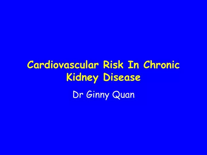 cardiovascular risk in chronic kidney disease