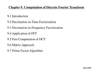 Chapter 9. Computation of Discrete Fourier Transform
