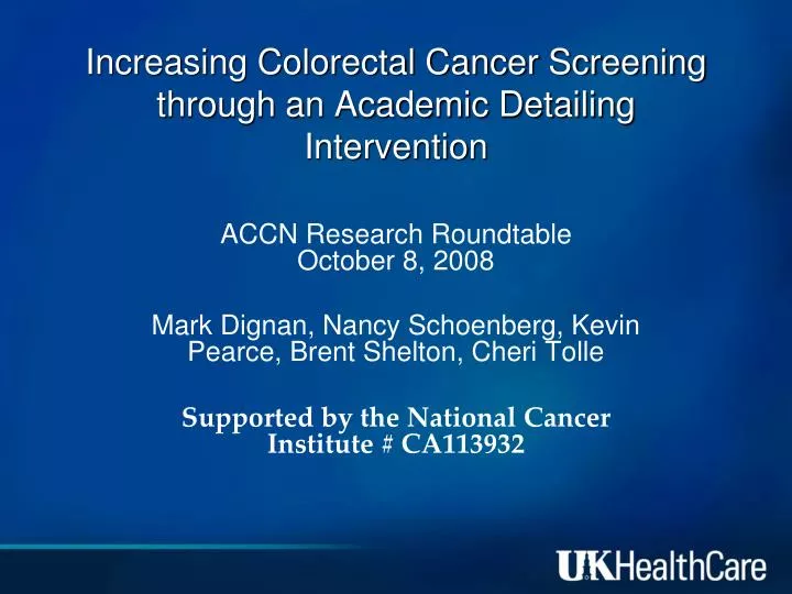 increasing colorectal cancer screening through an academic detailing intervention