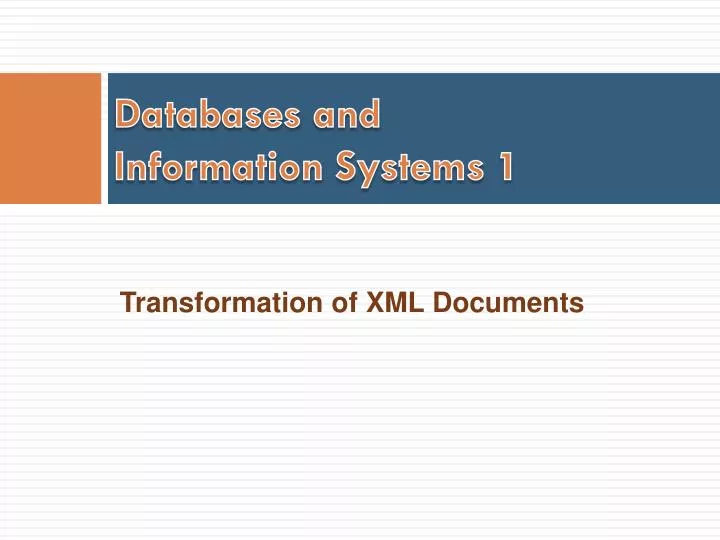 databases and information systems 1