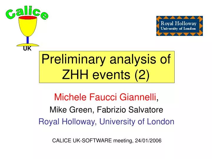 preliminary analysis of zhh events 2