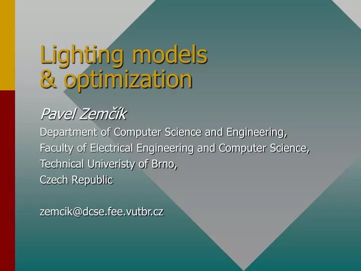 lighting models optimization