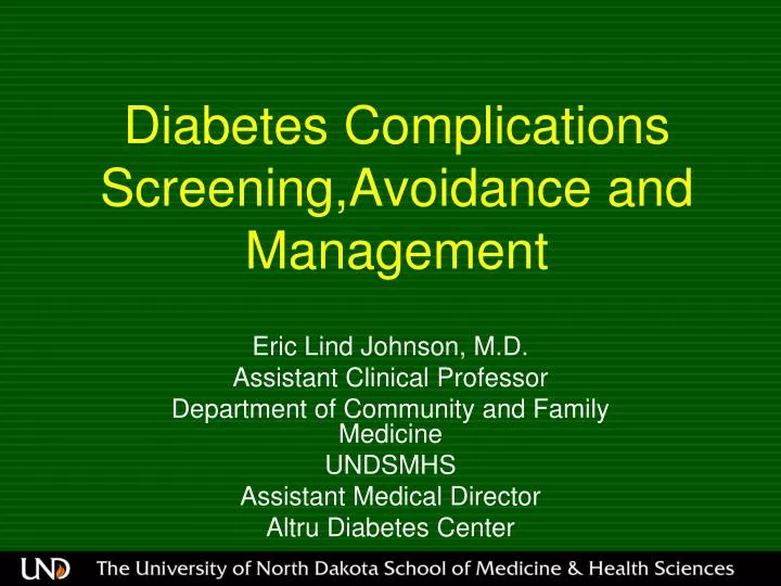 diabetes complications screening avoidance and management
