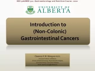Introduction to (Non- Colonic) Gastrointestinal Cancers